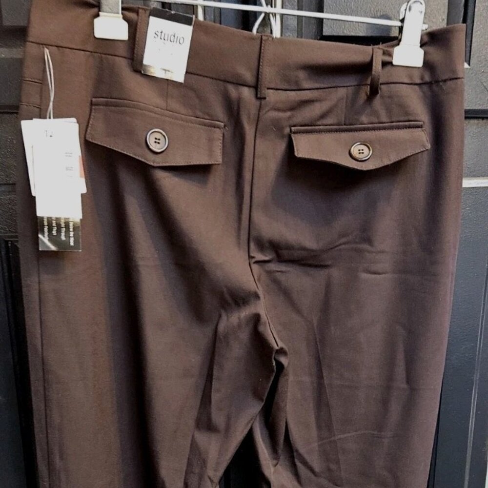 NWT Fashion Bug Studio 1940 Brown Marissa Dress Pants Sz 12M Straight Leg Career